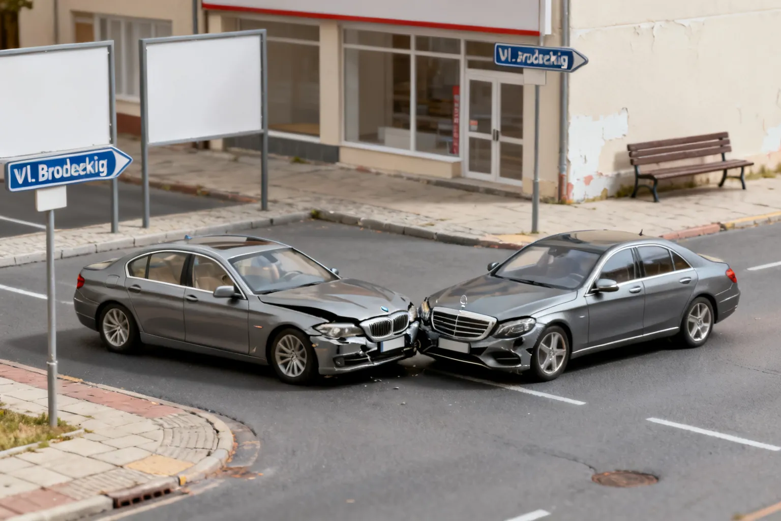 Zderzenie BMW i Mercedesa na ul. Brodeckiego w Strumieniu