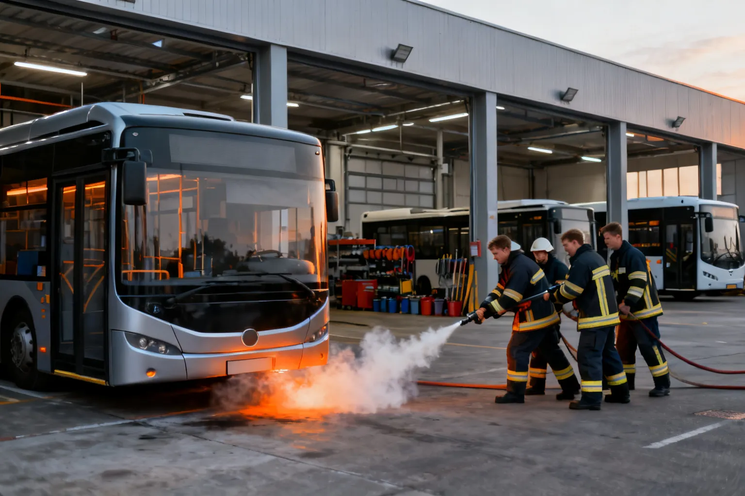 Pożar autobusu Solaris w zajezdni ZGK w Cieszynie